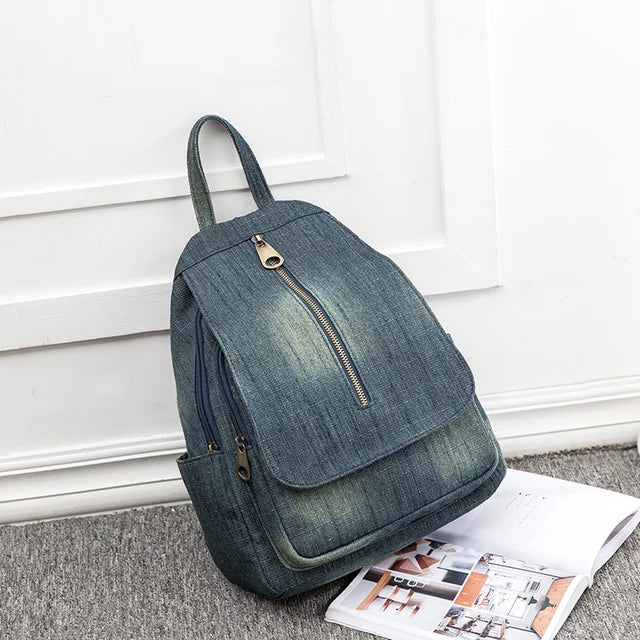 Blue Denim Canvas Women Backpack Big Capacity High Quality female School Bag Casual Jeans Travel shoulder Bag Rucksack Mochila