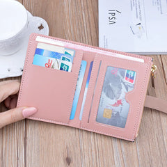 Mimicun Soft Leather Women Small Wallet Strap Hasp Design Credit Card Holder Ladies Fashion Zipper Coin Purse Girls' Cute Money Wallets