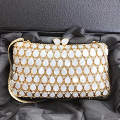 Mimicun Women Evening Clutch Bag Bridal Wedding Elegant Party Handmade clutch purse Womens Handbags Purses Hollow Out Metallic