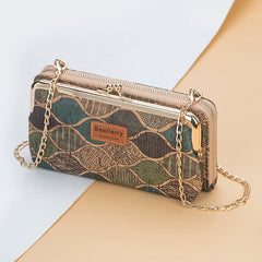 Mimicun Fashion New Women Wallets Wood Grain Chain Long High Quality Phone Holder Classic Female Purse Zipper Wallet Mini Shoulder Bag