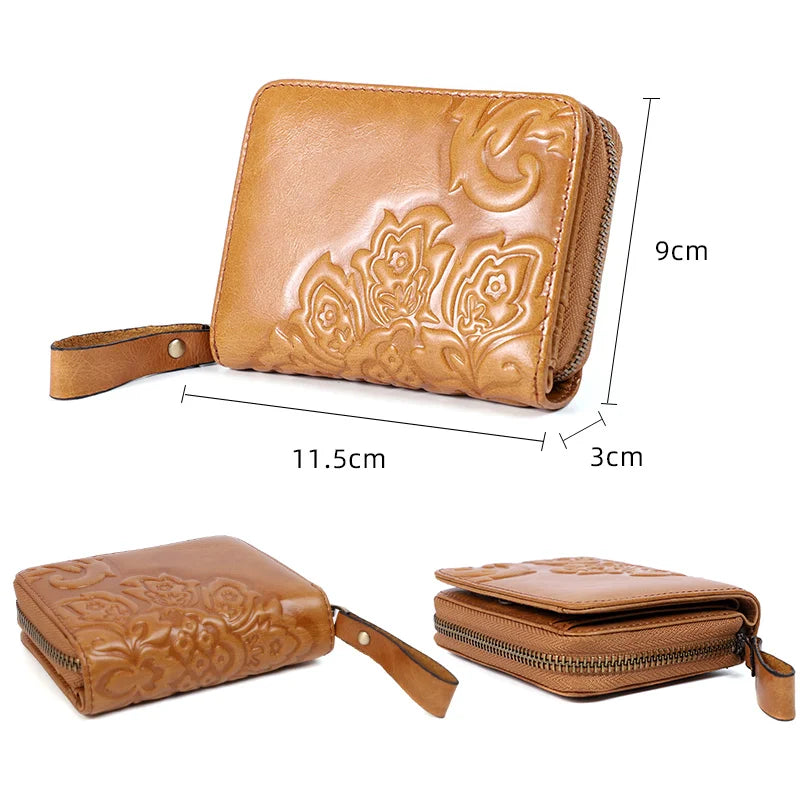 Mimicun 100% Genuine Leather Wallet Women Small Wallets Vintage Portomonee Female Short Coin Purse Women Card Holder Wallet Real Leather