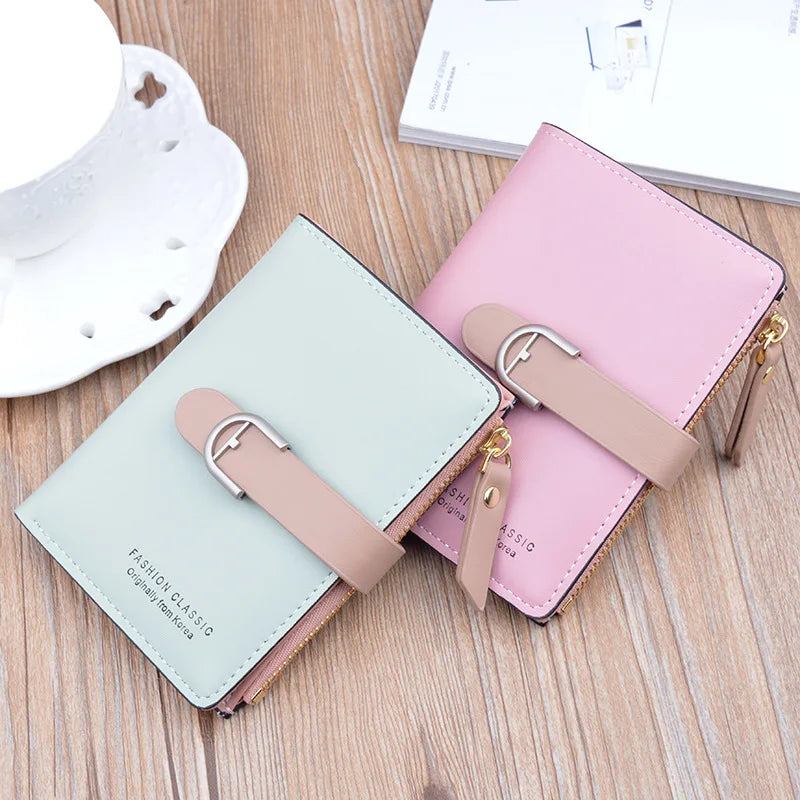 Mimicun Soft Leather Women Small Wallet Strap Hasp Design Credit Card Holder Ladies Fashion Zipper Coin Purse Girls' Cute Money Wallets