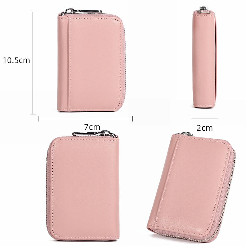 Mimicun Zipper ID Credit Card Wallet Genuine Leather Fashion Cash Holder Organizer Case Card Pack Business Credit Card Holder Coin Purse