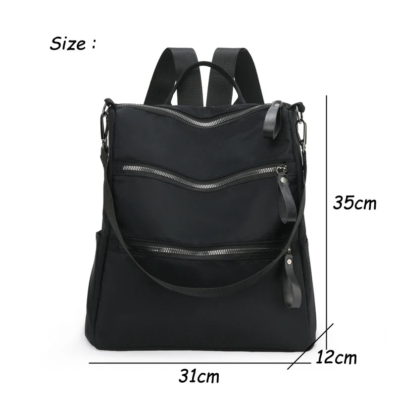 Mimicun Multi-pocket Black Nylon Women Backpack Female Simple Pattern Travel Bag High Quality Schoolbag For Teenage Girls Book Knapsack