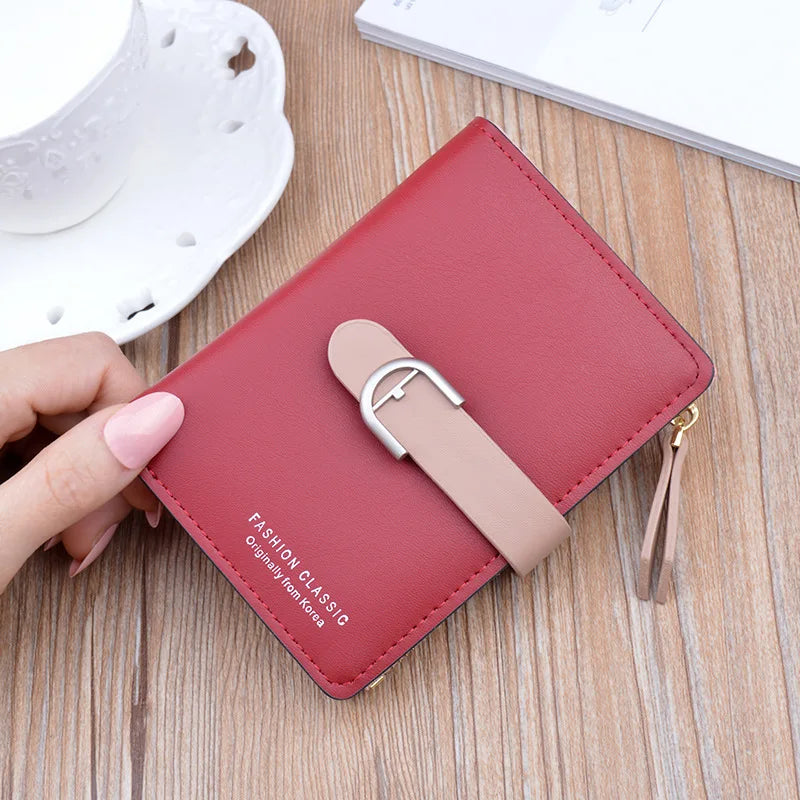 Mimicun Soft Leather Women Small Wallet Strap Hasp Design Credit Card Holder Ladies Fashion Zipper Coin Purse Girls' Cute Money Wallets