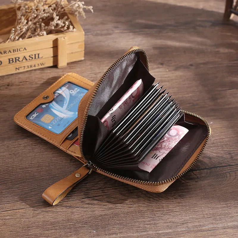 Mimicun 100% Genuine Leather Wallet Women Small Wallets Vintage Portomonee Female Short Coin Purse Women Card Holder Wallet Real Leather