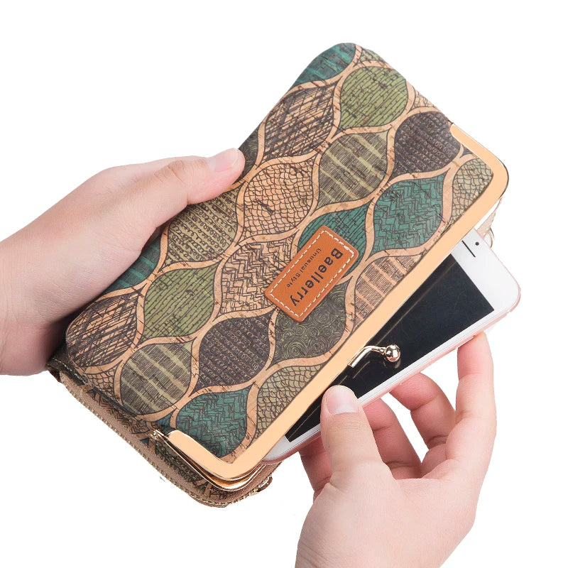 Mimicun Fashion New Women Wallets Wood Grain Chain Long High Quality Phone Holder Classic Female Purse Zipper Wallet Mini Shoulder Bag