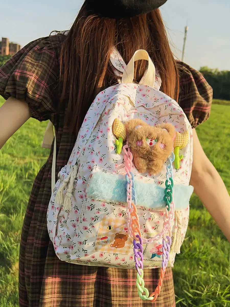 Mimicun  -  Kawaii Colorful Cartoon Printed School Women Backpack Y2k Korean Style Travel Girls Backpack Cute Mini Square Women School Bag