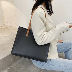 Mimicun 2 Pcs/Set Large Shoulder Tote Bags For Women 2024 Trend Designer Shopper PU Leather Ladies Work Handbags Beige Black