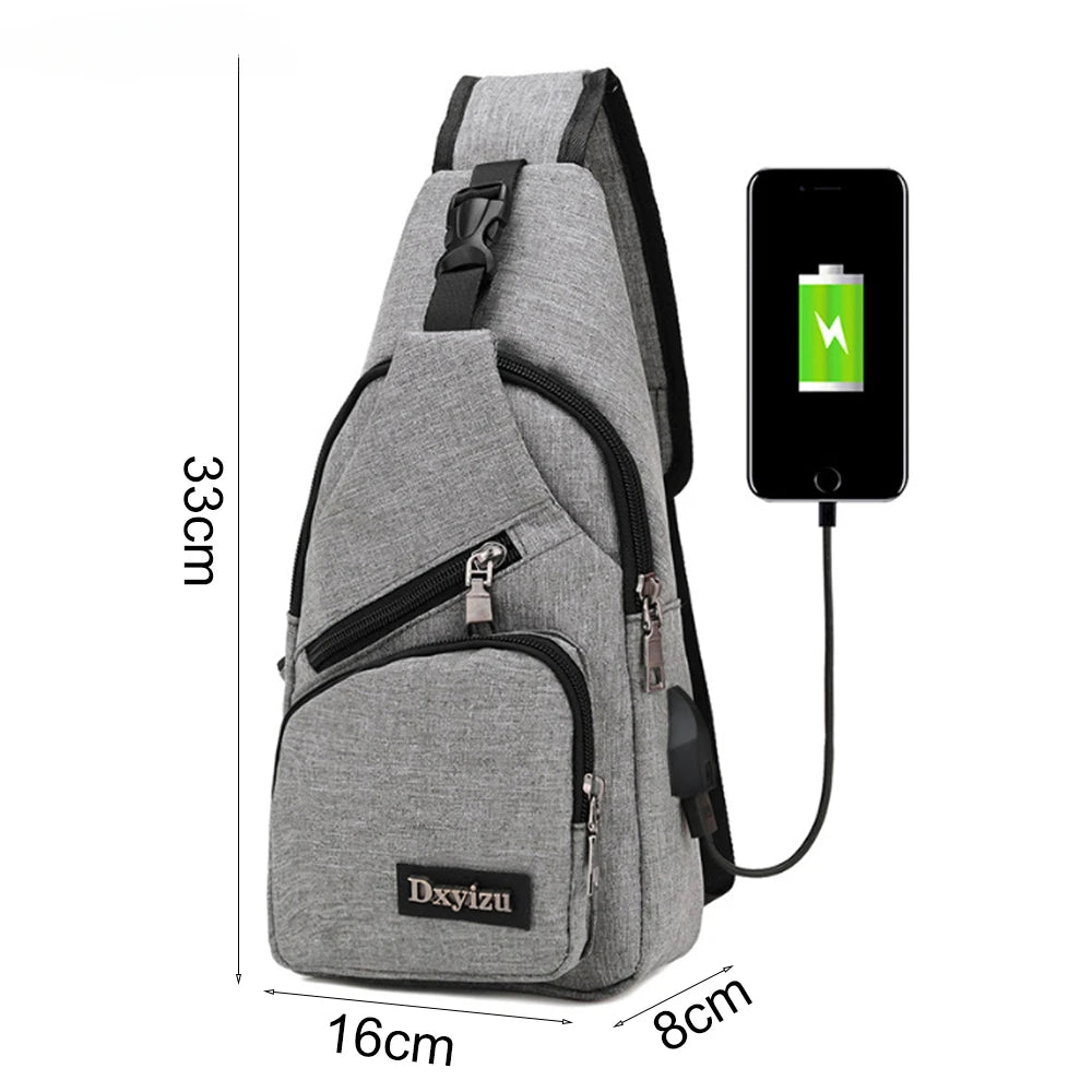 Mimicun USB Charging Sling Bag For Men Casual Chest Bag Shoulder Crossbody Bag Male Anti Theft Multifunction Bags Man Sports Travel Pack