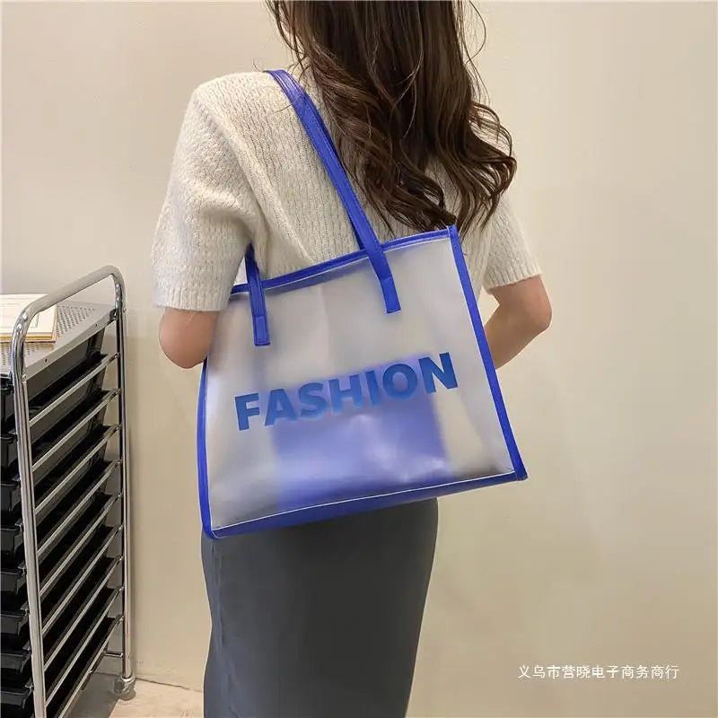 Mimicun Women's Hot Handbag Fashion Transparent Jelly Composite Bag Design Large Capacity Handbag Women's Shopping Bag