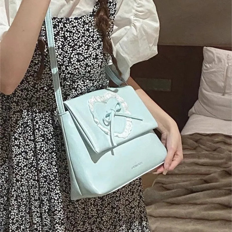 Mimicun Pink Sweet Shoulder Bag for Women Love Heart Fashion Large Capacity Casual Armpit Bag Elegant Harajuku Literary Handbag