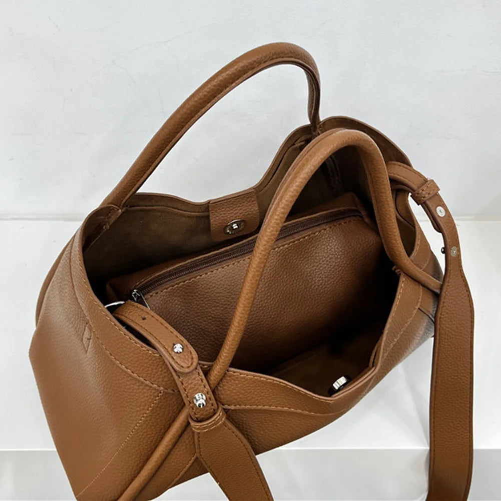 Mimicun   -  Leather Tote Bag and Pouch Women Large Capacity Shoulder Bag Handbag Versatile Satchel Sling Bag Commuting Bag