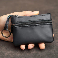 Mimicun Genuine Leather Mini Coin Purse Head Layer Cowhide Card Bag Handmade Zipper Wallet Car Key Case Short Lady Wallet Key Case