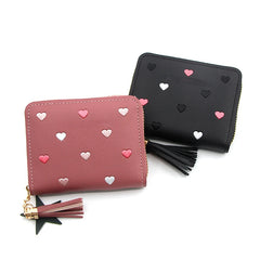 Mimicun 2024 Women Wallet Ladies Mini Small Short Tassel Wallet Cute Girl Zipper Pu Leather Coin Purse Female Hand Wallet Purse cartera