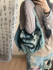 Mimicun  -  fancy bags Niche Washed Retro Denim Crossbody Bag Y2k Cool Spicy Girl Single Shoulder Handbag