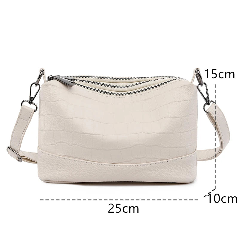 Mimicun High Quality Crocod Pattern Genuine Leather Shoulder Crossbody Bag for Women 2024 Designer 3 Layers Cowhide Handbags Women's Bag