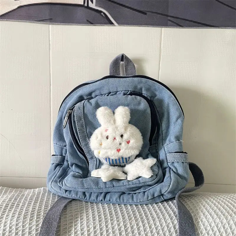 Mimicun  -  Versatile Cute Schoolbag Retro Sweet Cartoon Girl Small Backpack Japanese Style Women Mini Jeans Backpacks