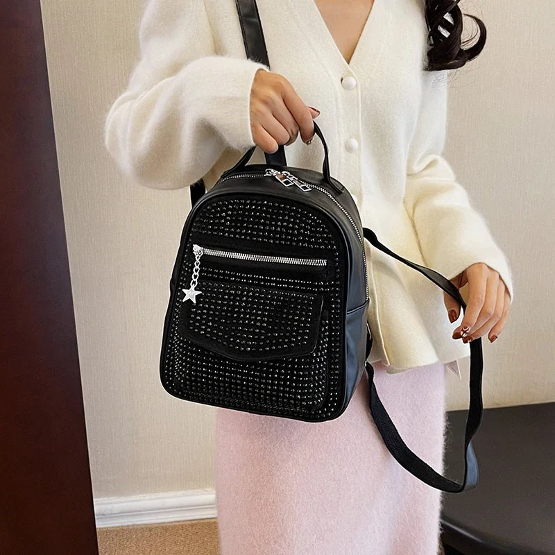 Mimicun New Hot Selling Women's Fashion Backpack 2024 PU Luxury Material Bright Diamond Decorative Backpack High Quality Trendy Backpack