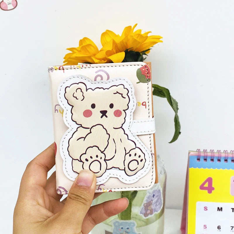 Mimicun  -  Cute Bear Women Wallet Money Bag Short Coin Purse Female Student Cartoon Card Holder Leather Card Bag Three Fold Wallet Clutch