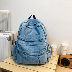 Mimicun Blue Denim Backpacks For Women 100% Cotton Leisure Or Travel Bags Unisex Large Capacity Canvas Satchels Cloth Korea School Bags