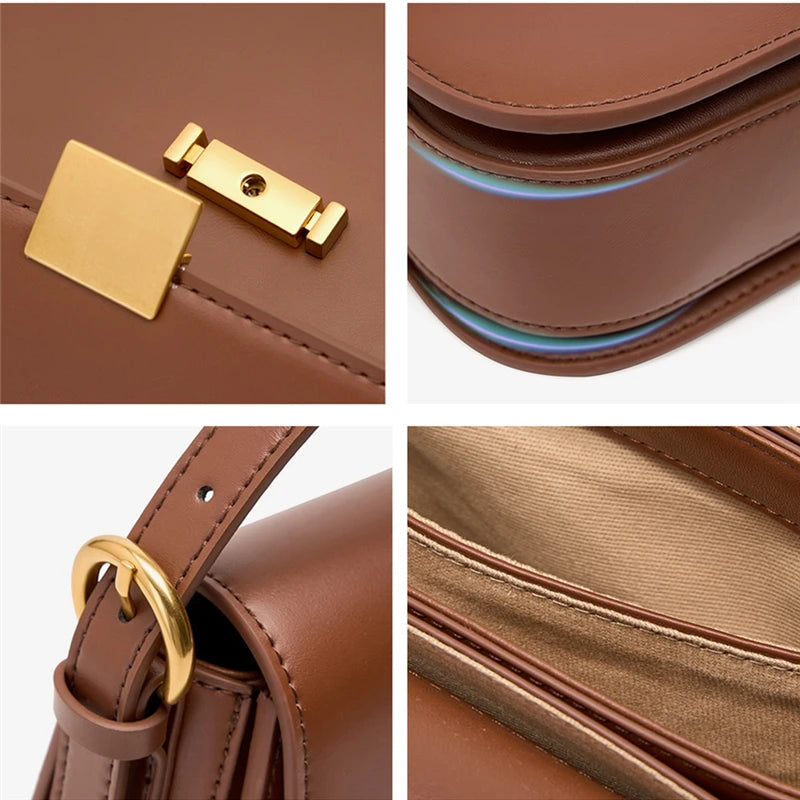 Mimicun Vintage Genuine Leather Underarm Shoulder Bags For Women 2024 Trend Designer Saddle Small Crossbody Ladies Handbags