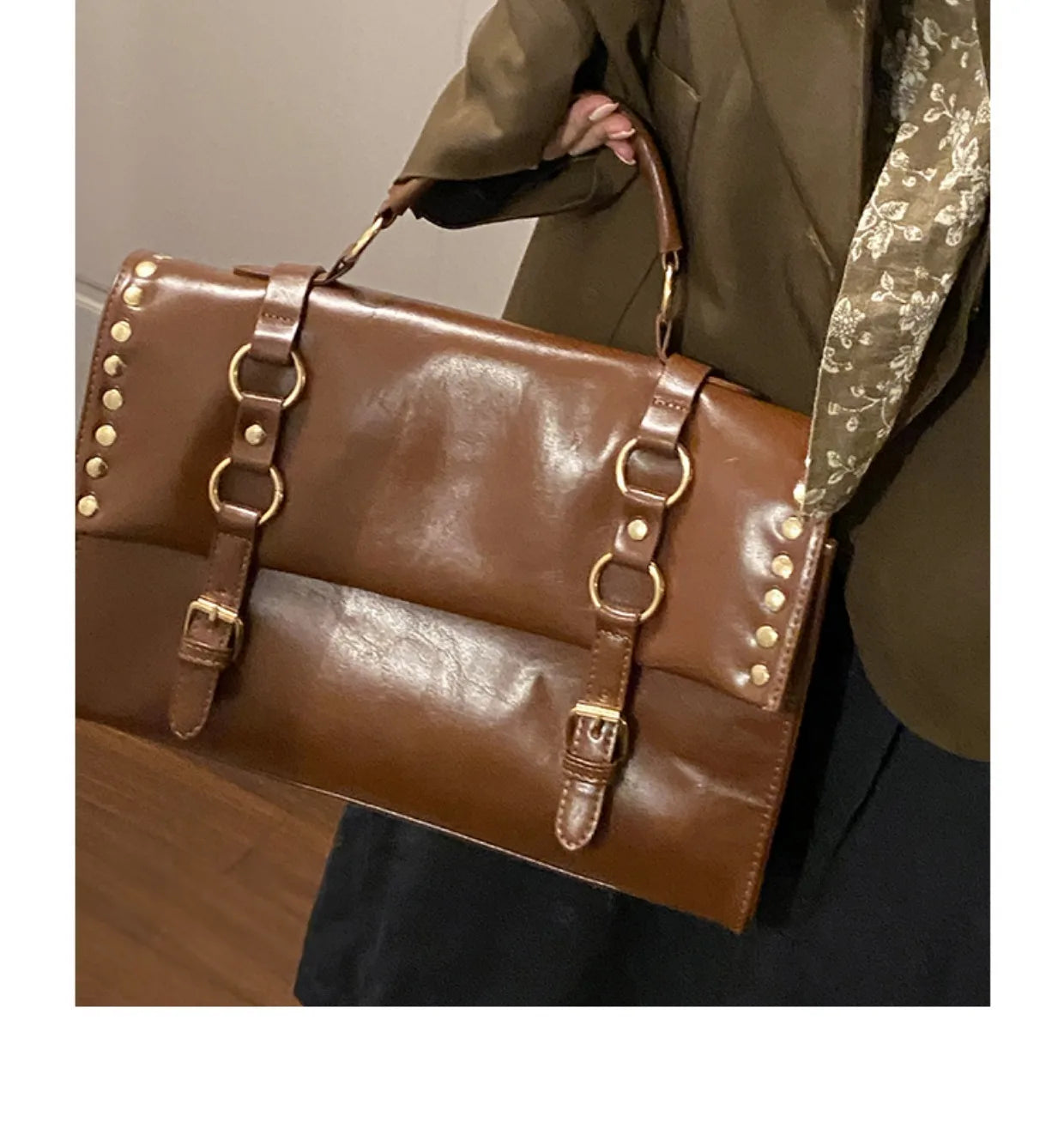 Mimicun Y2k Grunge Messenger Bag Women 2024 Vintage Rivet Chic Large Capacity Crossbody Bag Ladies Retro Luxury Designer Handbag