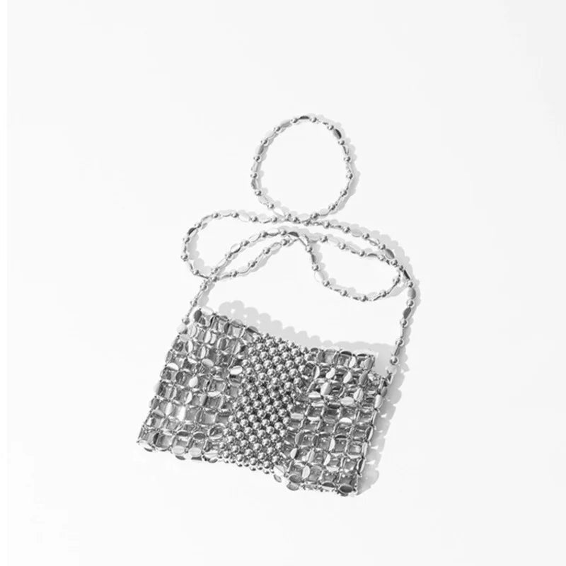 Mimicun Women's Lipstick Wallet Fashion Party Chain Mini Shoulder Bag, Handwoven Hollow Women's Handbag Travel Vacation Shoulder Bag