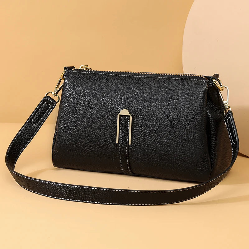 Mimicun Solid Color Women Genuine Leather Bag Luxury Handbag Women's Bag 2024 High Quality Soft Cowhide Zero Wallet Female Messenger Bag