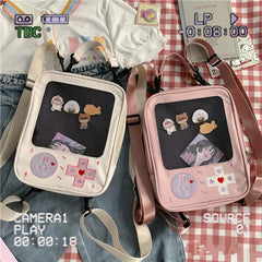 Mimicun Japanese Ins Soft Sister Messenger Bag, Cute Cartoon for Girl Students, Anime Pain Bag, Shoulder Bag and Dual-use Bag, Bao Meng