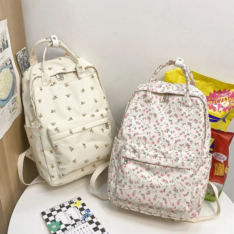 Mimicun Fashion Women Cute Floral Student Backpack Trendy Lady Kawaii Book Bags Female Print Laptop College Backpack New Girl School Bag