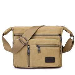 Mimicun Horizontal Men's Canvas Shoulder Messenger Bag To Do Business Collection Wallet Travel Bag Mobile Phone Bag Men's Shoulder Bag