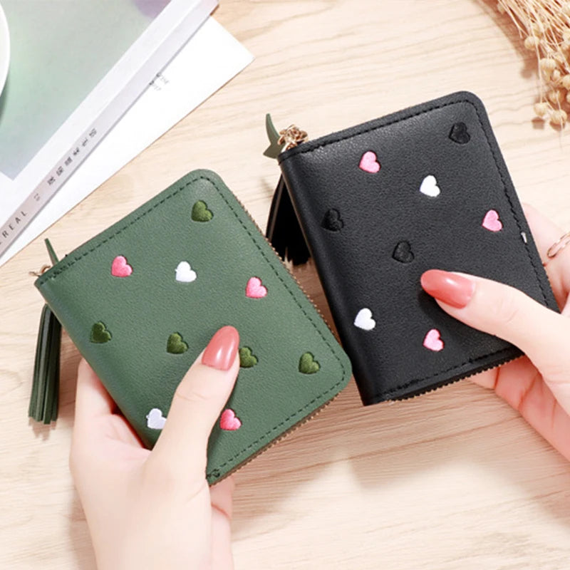 Mimicun 2024 Women Wallet Ladies Mini Small Short Tassel Wallet Cute Girl Zipper Pu Leather Coin Purse Female Hand Wallet Purse cartera