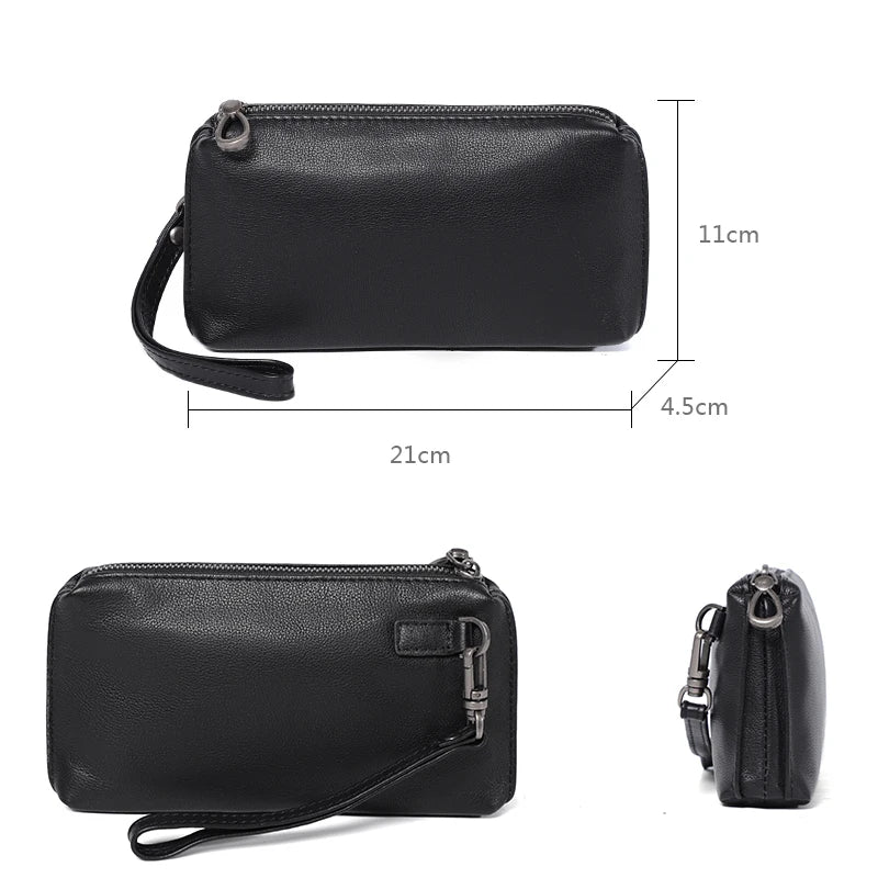 Mimicun Men Genuine Leather Wallet Phone Bag Soft Cowhide Leather Men Cluth Bag Credit Card Holder Wallets Coin Purse Male Money Bags