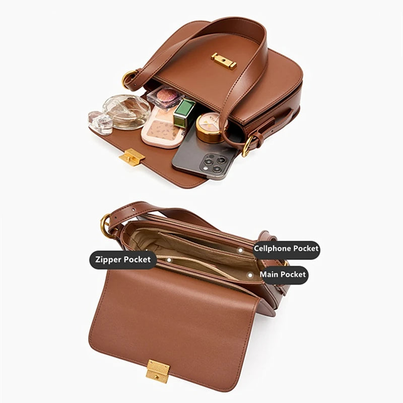 Mimicun Vintage Genuine Leather Underarm Shoulder Bags For Women 2024 Trend Designer Saddle Small Crossbody Ladies Handbags