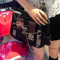 Mimicun  -  Vintage Women Messenger Satchel Harajuku Goth Bag Fashion Y2K Chains Bolso Mujer Punk Aesthetic Crossbody Shoulder Bags