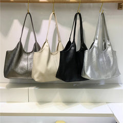 Mimicun Casual Commuting Silver Tote Women New Simple Versatile Large Capacity Student Shoulder Bags Street Vintage Y2K Shopper Handbags