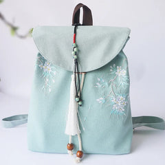 Mimicun Chinese Style Canvas Strap Backpack Women's Ancient Hanfu Collocation Embroidered Backpack Cute String Backpack