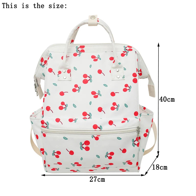 Mimicun Cherry Printing Woman Backpack 2023 New Cute Schoolbag Student Book School Bag For Teenage Girls Boys High Quality Rucksack