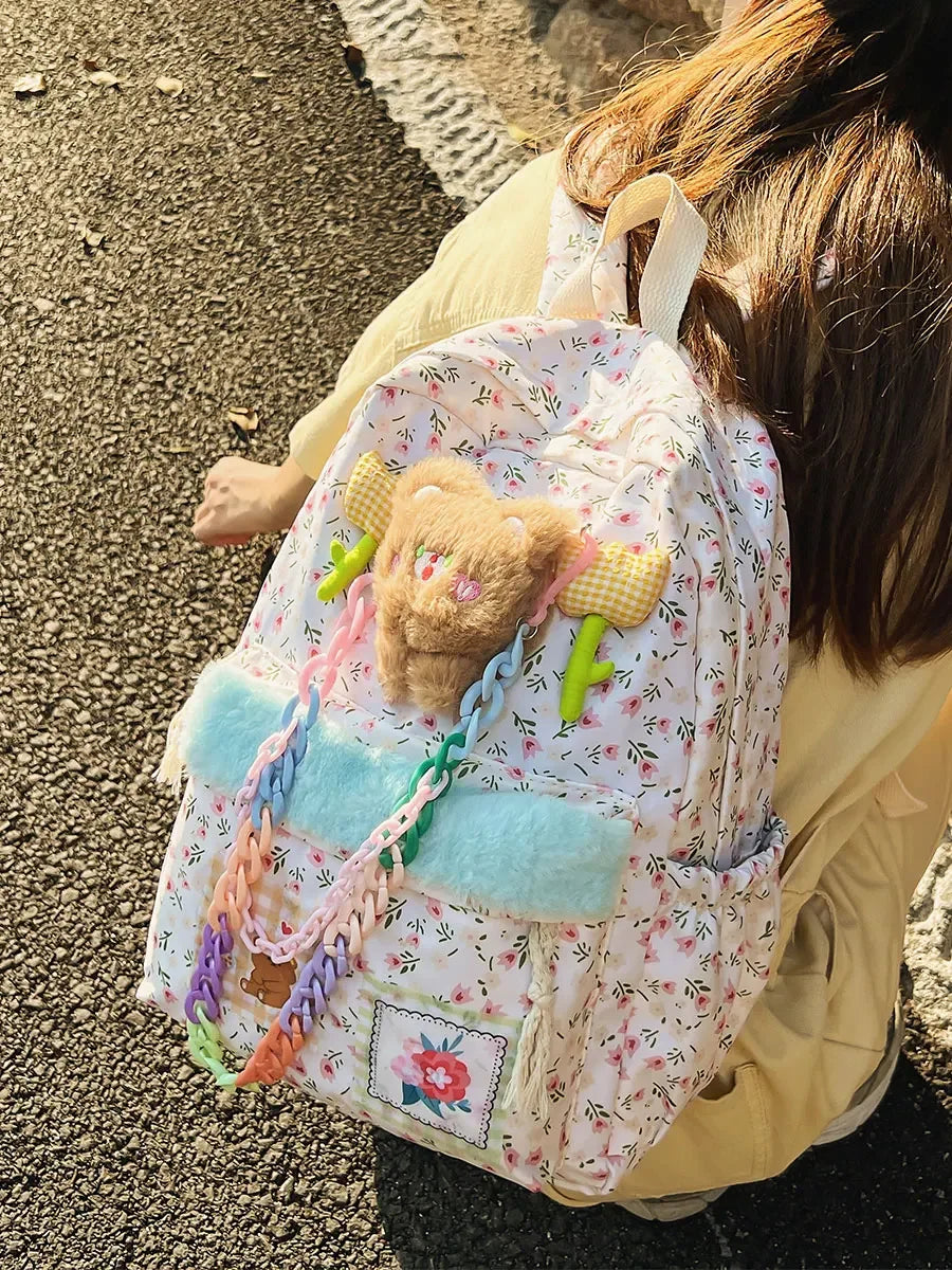 Mimicun  -  Kawaii Colorful Cartoon Printed School Women Backpack Y2k Korean Style Travel Girls Backpack Cute Mini Square Women School Bag