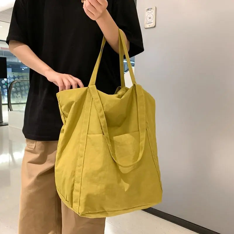 Mimicun Ultra-large capacity Nylon cloth bag female Travel shoulder Tote bag Commuting simple big bagwaterproof