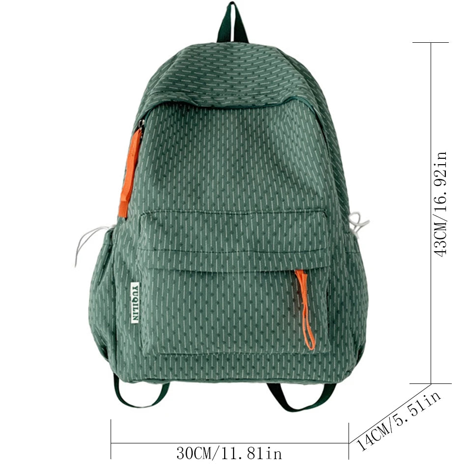 Mimicun Simple Solid Color Shoulder Backpacks Bookbags Cotton Large Capacity Travel Knapsacks Women Girls Student Daily Zipper Schoolbag