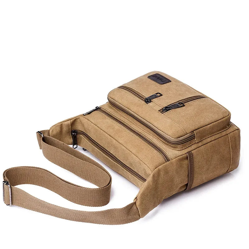 Mimicun Horizontal Men's Canvas Shoulder Messenger Bag To Do Business Collection Wallet Travel Bag Mobile Phone Bag Men's Shoulder Bag