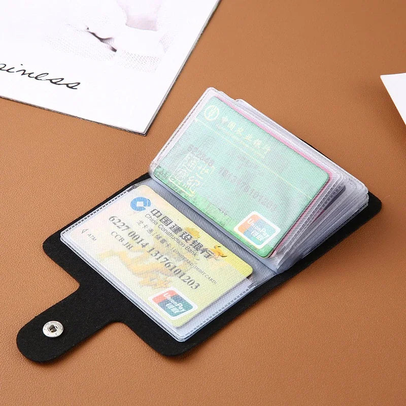 Mimicun 24 Slots Bits Card Holder Bag Simple Solid Color Pocket Case Women Men Credit ID Card Organizer Leather Cardholder Wallet 2024