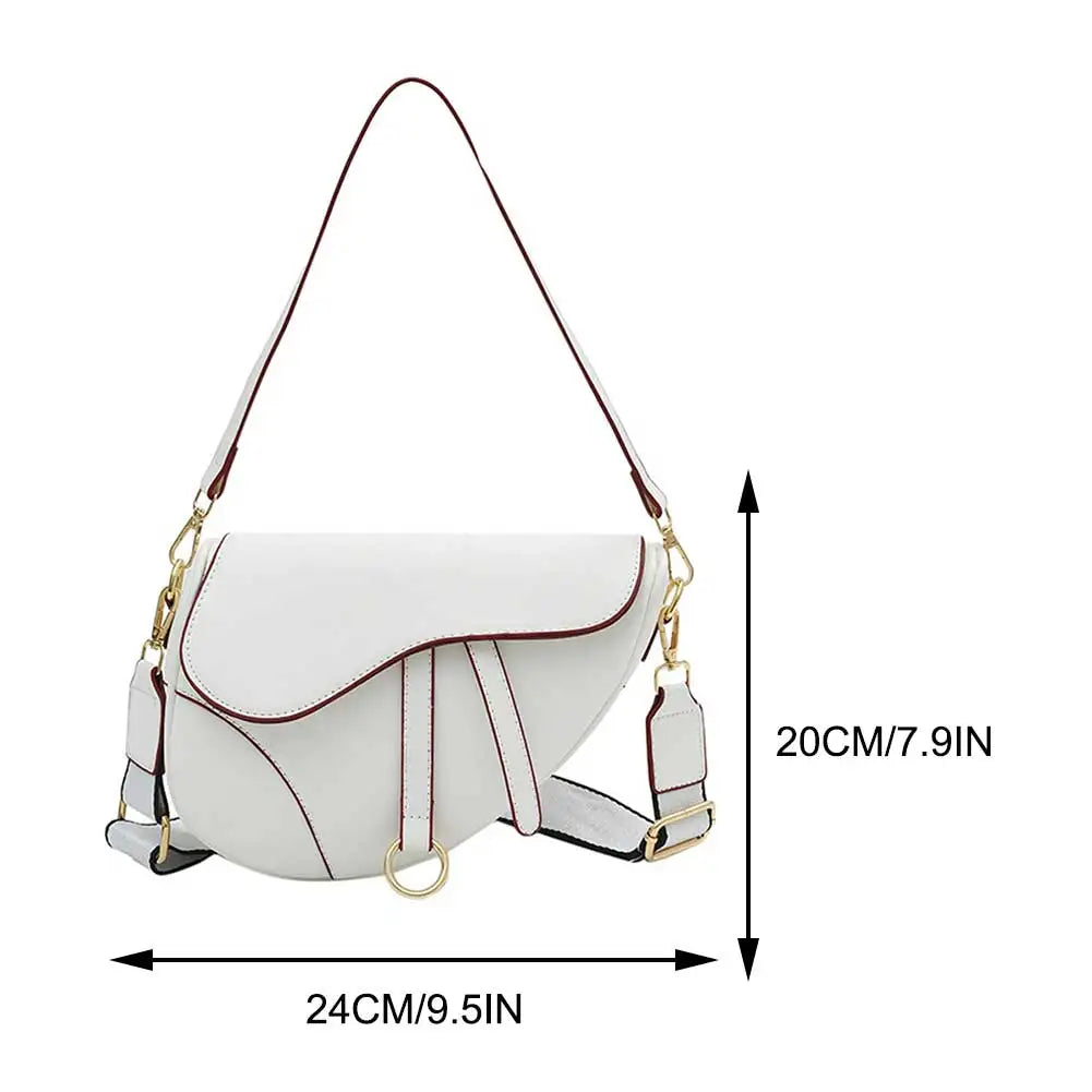 Mimicun  -  Women Saddle Shoulder Bag Clutch Purse Small Crossbody Bag Satchel Bags Luxury Designer Handbag PU Leather Messenger Bag