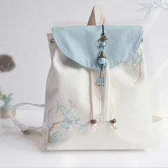 Mimicun Chinese Style Canvas Strap Backpack Women's Ancient Hanfu Collocation Embroidered Backpack Cute String Backpack