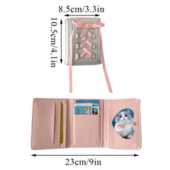 Mimicun  -  Y2k Korean Sweet Card Wallet Girl Fashion Ballet Style Lace Bow Short ID Card Purse Portable Coin Bag Student Creative Wallets