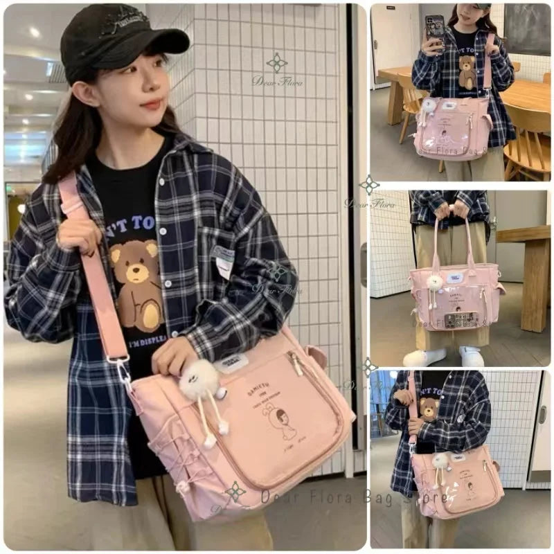 Mimicun  -  Y2K Cute Large Capacity Transparent Tote Bag Kawaii Lolita Crossbody Ita Bag Girl Simple Casual Shoulder Bag DIY Display Handbag