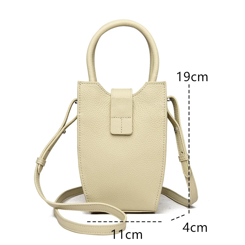 Mimicun Fashion Solid Color Genuine Leather Leather Shoulder Crossbody Bags For Women 2024 Ladies Handbag Soft Female Messenger Tote Sac