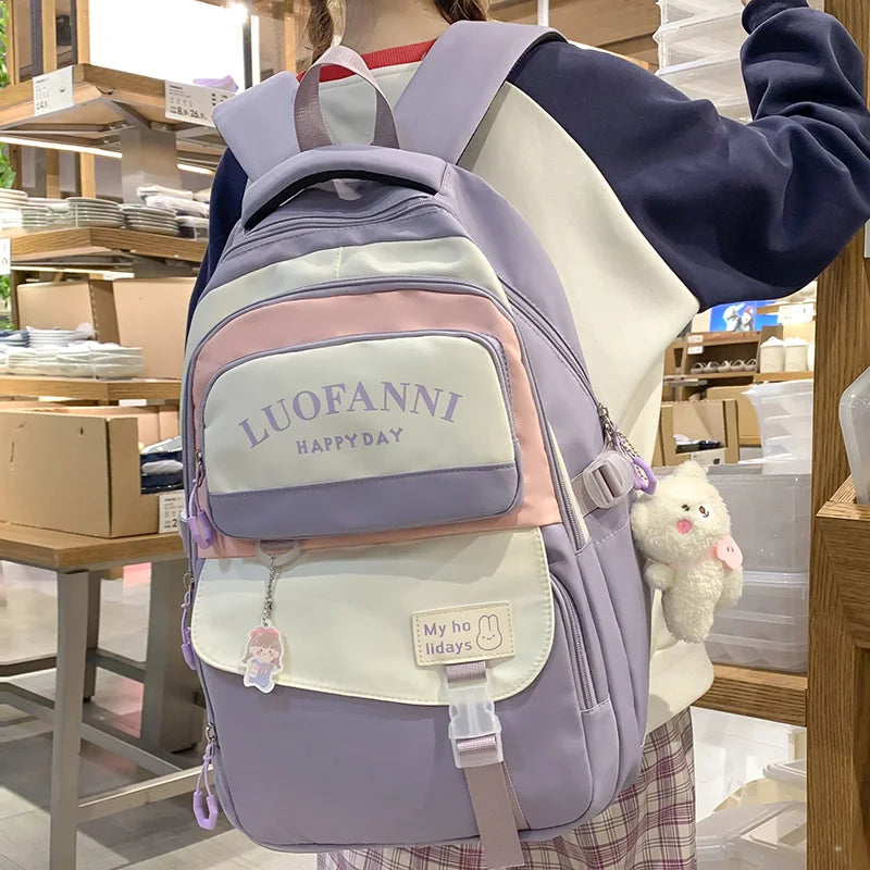 Mimicun Fashion Kawaii Girl Waterproof High Capacity School Bag Women Cute Backpack Lady Harajuku BookBag Female College Backpack Laptop